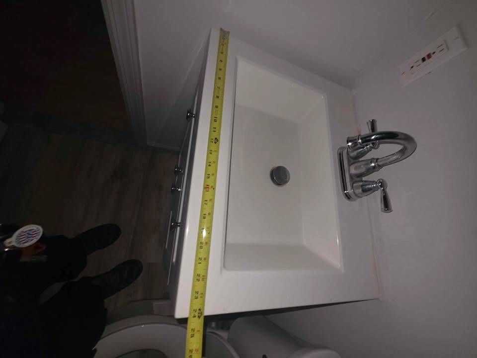 White Bathroom Vanity with Chrome Faucet - photo 2