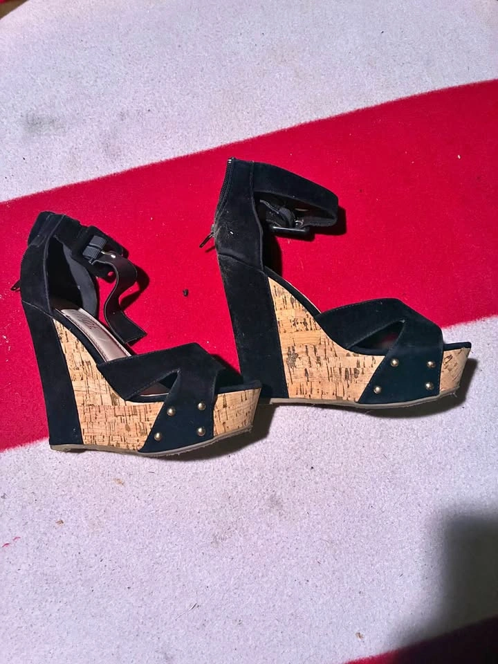 Black Suede block heel sandals