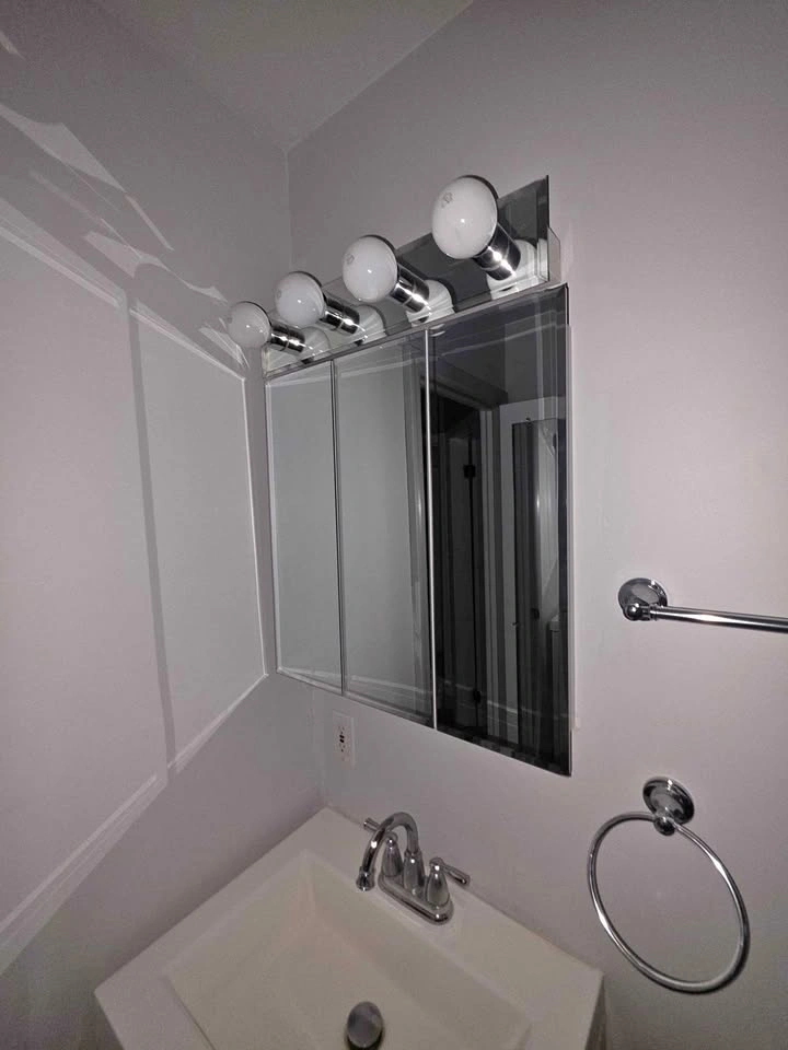 Tri-View Mirrored Medicine Cabinet with Light Bar