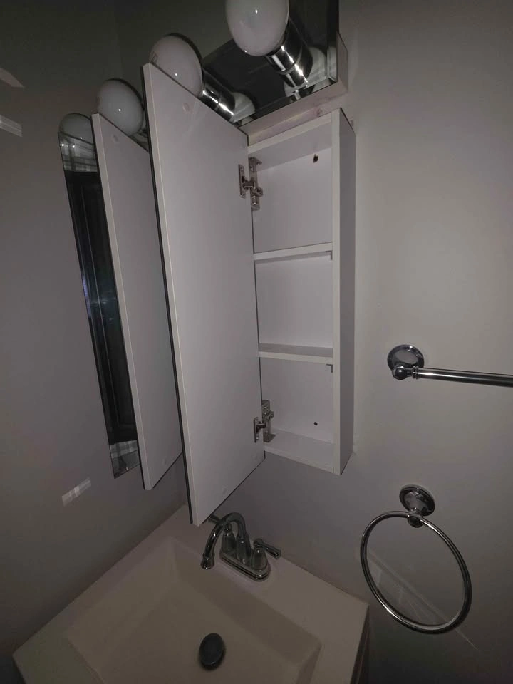 Tri-View Mirrored Medicine Cabinet with Light Bar - photo 2