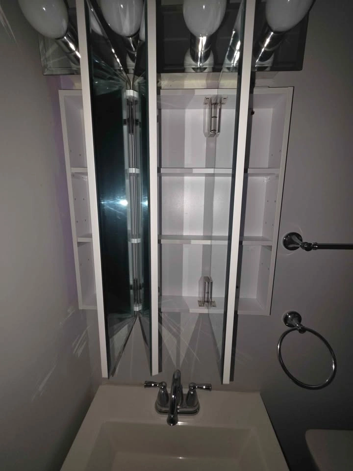 Tri-View Mirrored Medicine Cabinet with Light Bar - photo 3