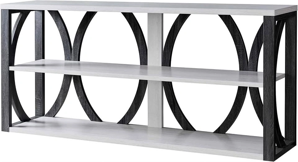 72'' White Oak and Distressed Grey Wood Console Table
