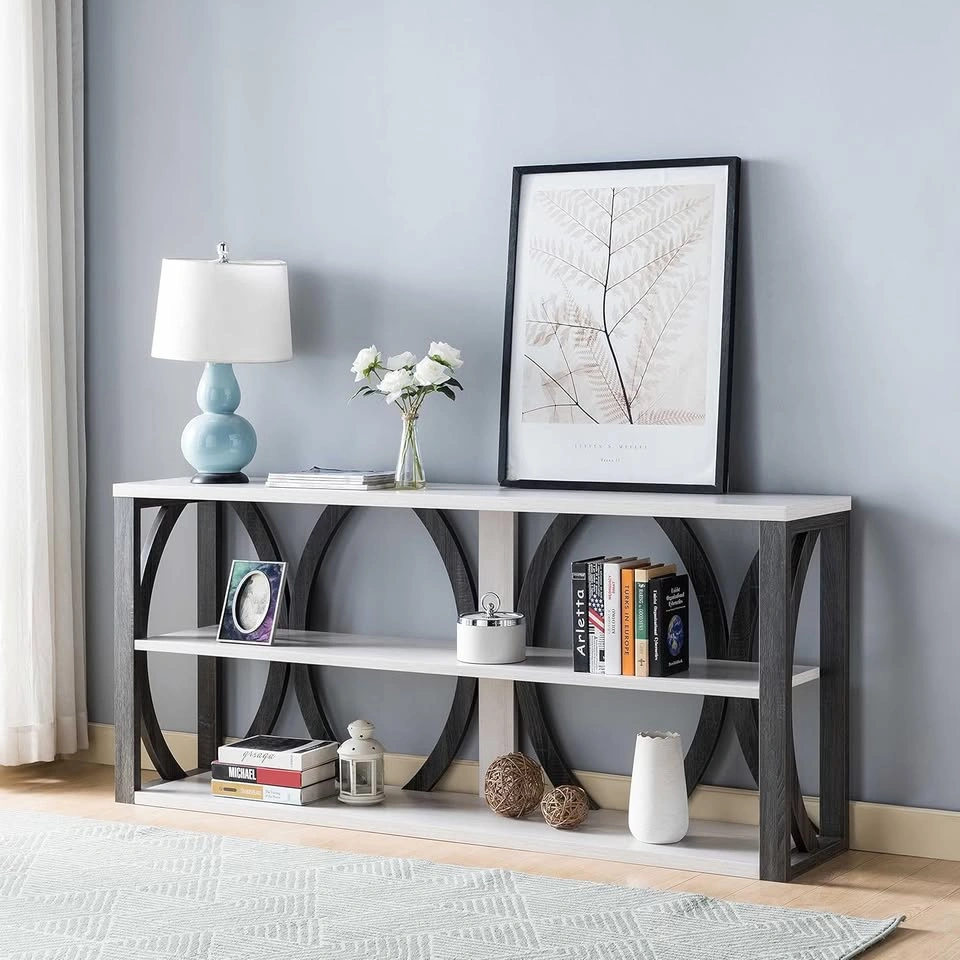 72'' White Oak and Distressed Grey Wood Console Table - photo 3