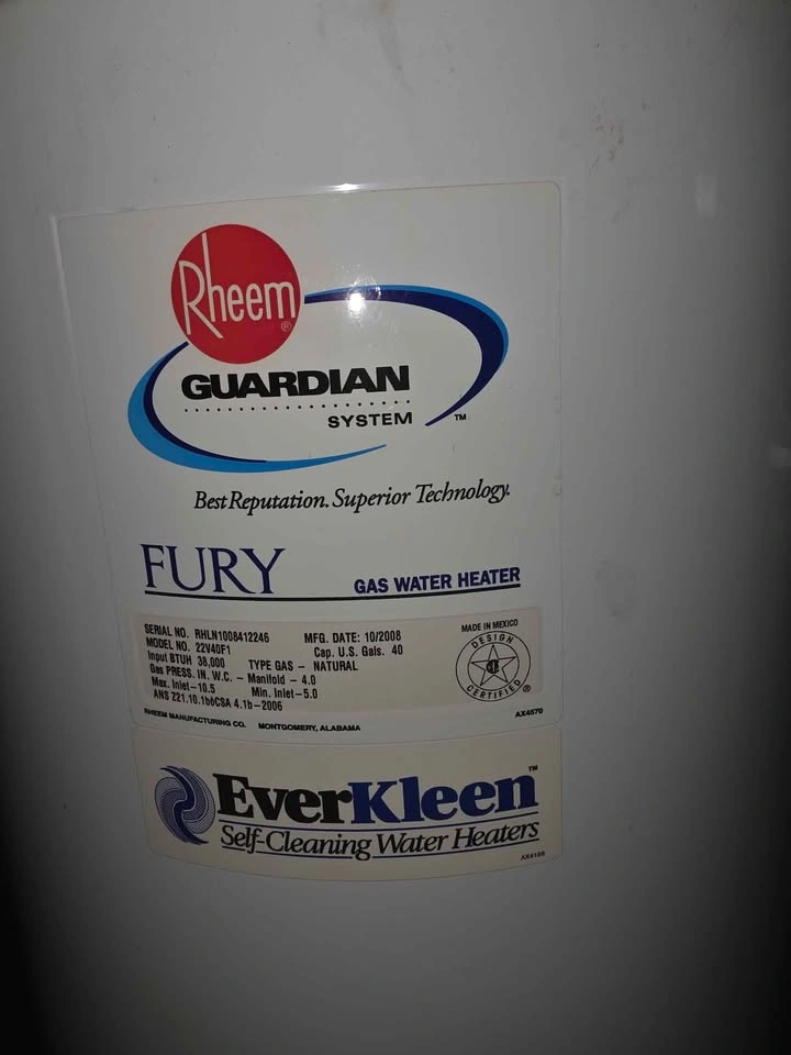 Rheem Fury 40 Gallon Gas Water Heater - photo 2