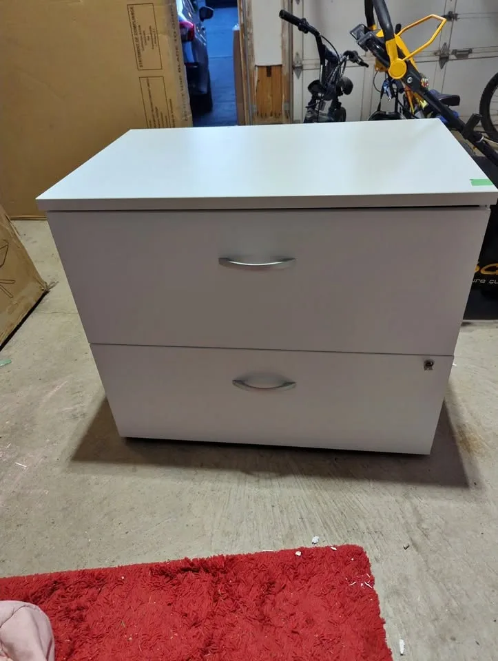 White Lateral File Cabinet with lock