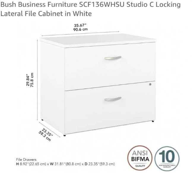 White Lateral File Cabinet with lock - photo 3