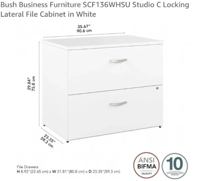 White Lateral File Cabinet with lock - photo 3