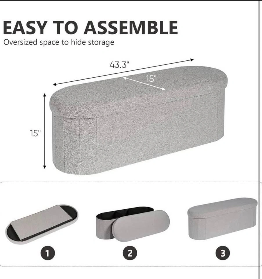 New Collapsible Ottoman with Storage 43.3 inches - photo 3