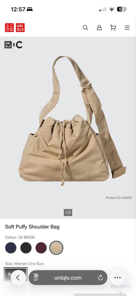 Uniqlo C Puffy Drawstring Shoulder Bag in Beige - photo 5