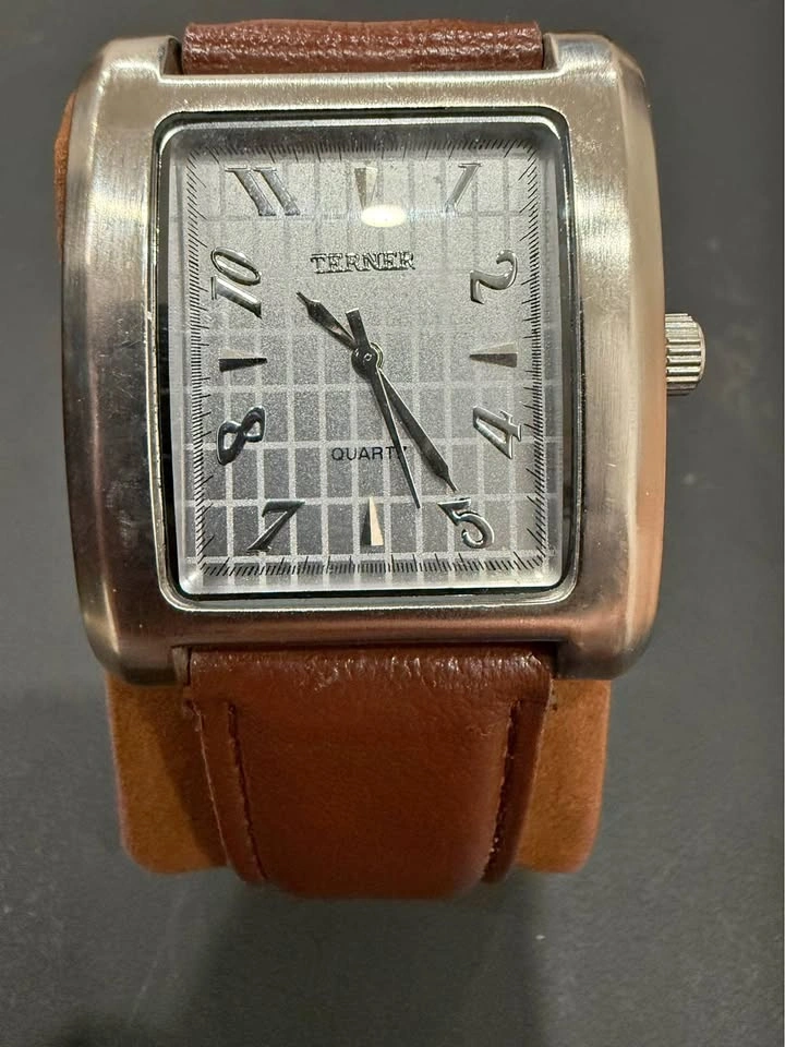 Vintage Bijoux Terner Rectangular Quartz Watch - Brown Leather S