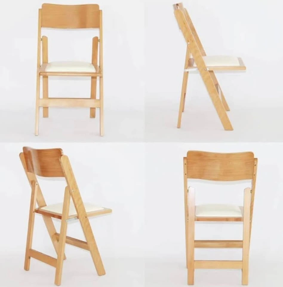 Wooden Folding Chair w/ Soft PU Cushion, Nature Beech Frame - photo 5