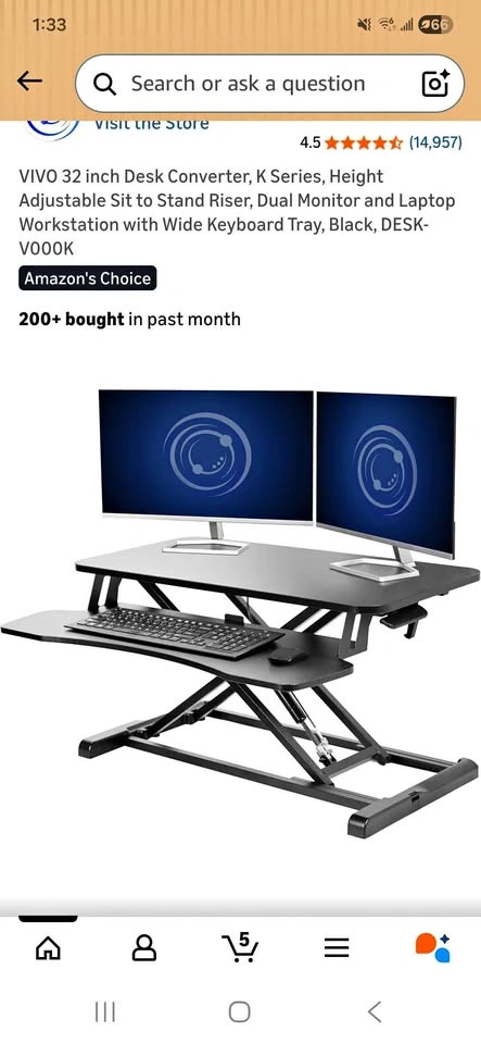 VIVO 32 inch Desk Converter, Height Adjustable Riser