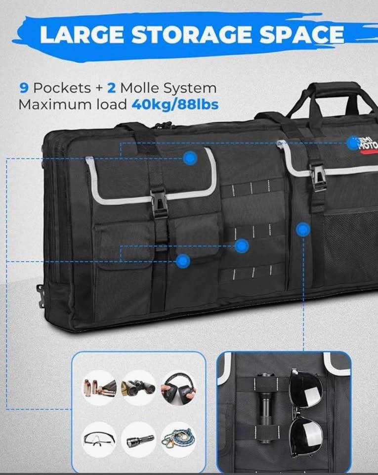 Double UTV Tool Bag Rack Rear Roll Cage Storage - photo 4