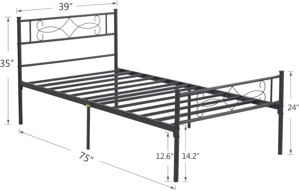 Twin Metal Bed Frame w/ Headboard – Disassembled, Like New - photo 2