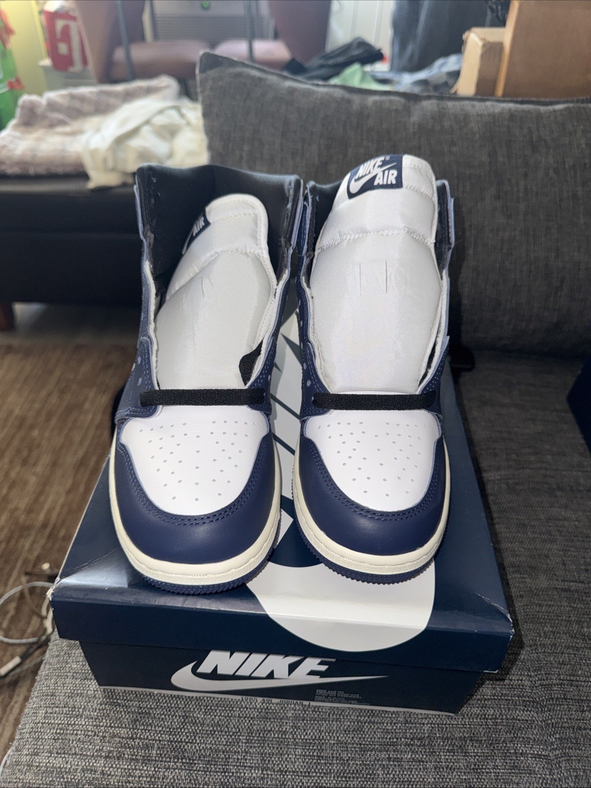 Air Jordan 1 Retro High OG GS Midnight Navy/Black-White-Sail - photo 4