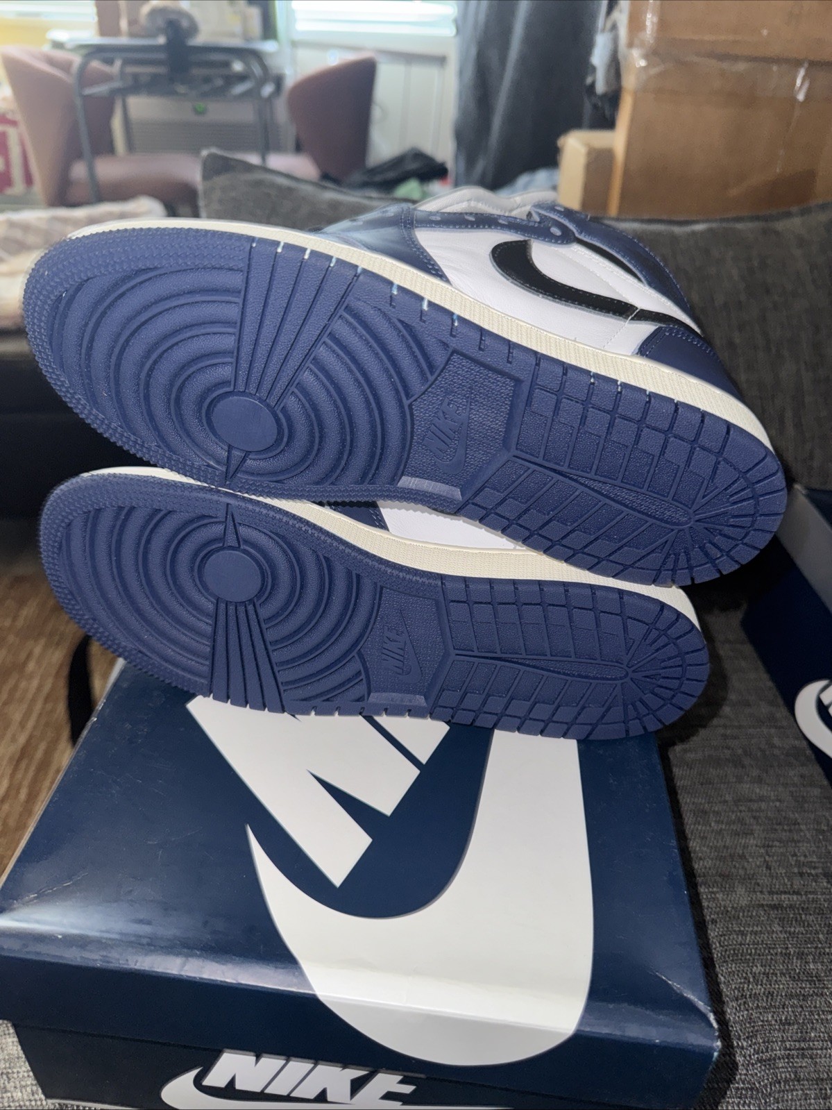 Air Jordan 1 Retro High OG GS Midnight Navy/Black-White-Sail - photo 5