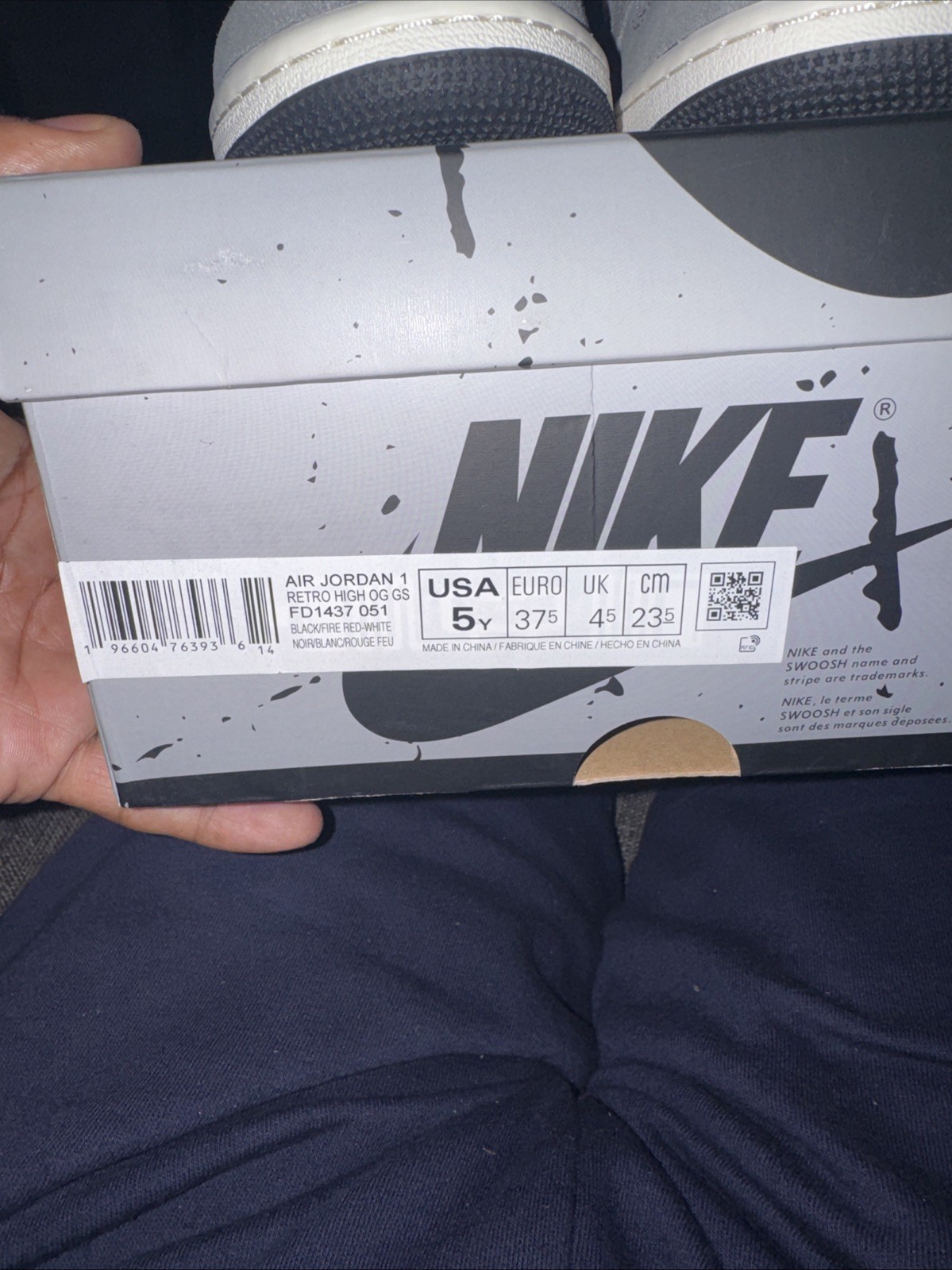 Size 5Y- Air Jordan 1 Retro OG High Washed Black - photo 5