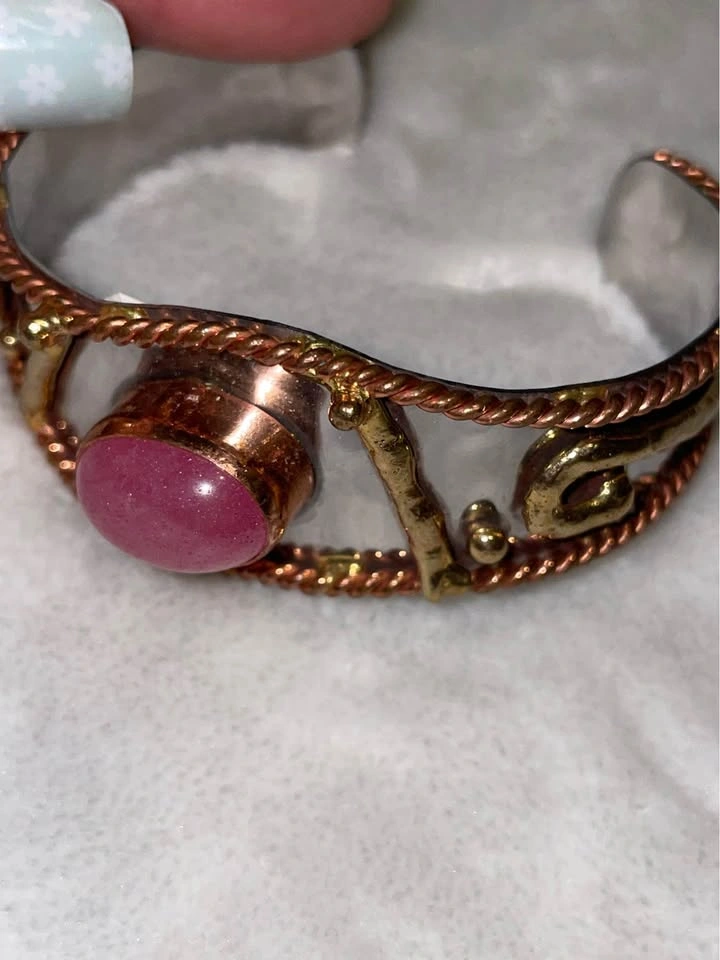 2 Mixed Metal Pink Stone Cuff Bracelets - photo 4