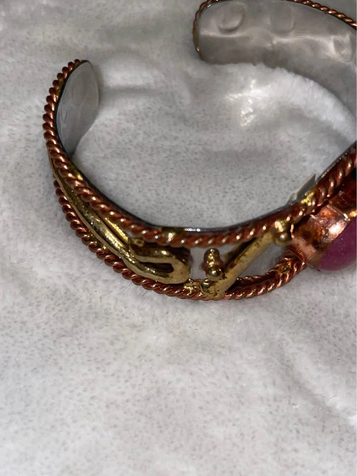 2 Mixed Metal Pink Stone Cuff Bracelets - photo 5