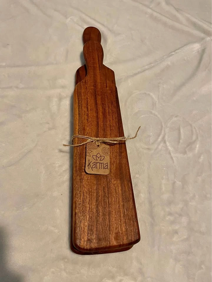 Karma Acacia Wood Flat Appetizer Tray Set of 2