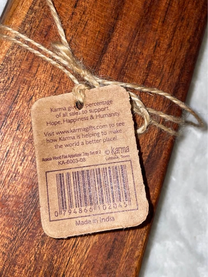 Karma Acacia Wood Flat Appetizer Tray Set of 2 - photo 4