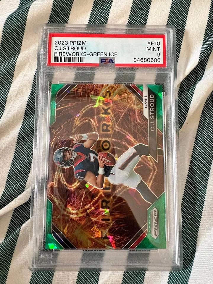 CJ Stroud 2023 PRIZM FIREWORKS PSA 9
