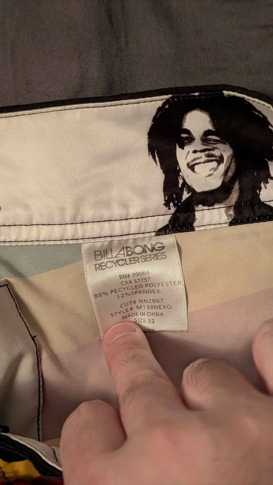 Size 32 Billabong Bob Marley Swim Board Shorts - photo 4