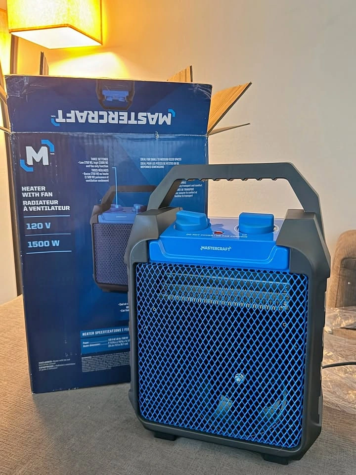 Mastercraft Portable Utility Fan Heater w/Thermostat, 1500W