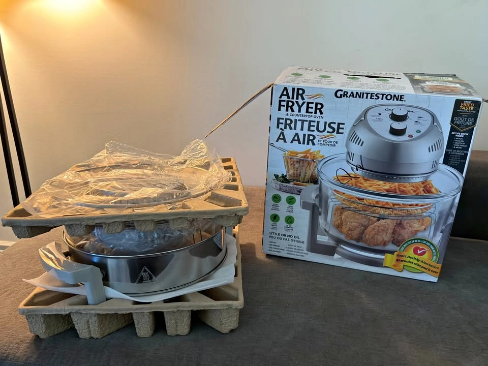 GRANITESTONE Glass Air Fryer with Manual Display - Black, 15 L