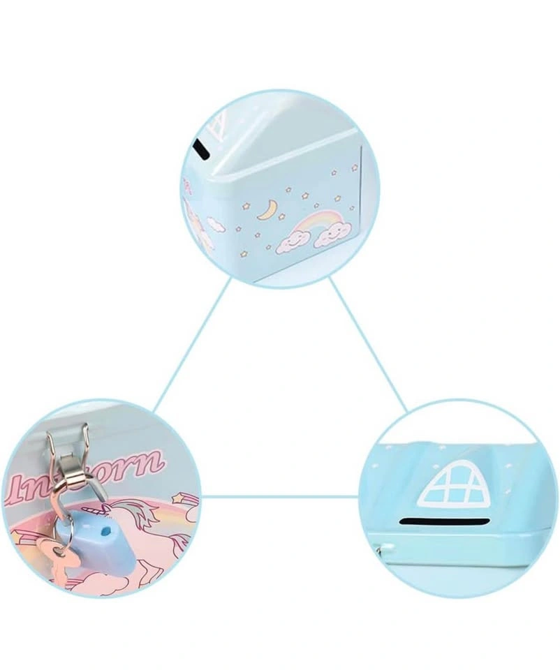Unicorn House Piggy Bank with Lock and Key - photo 5