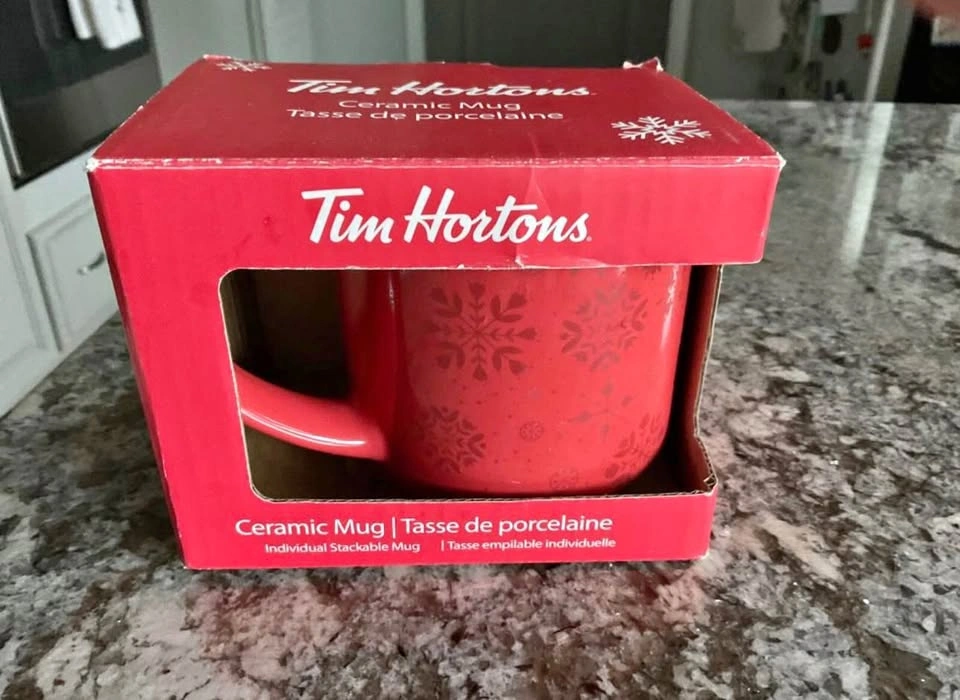 2021 Tim Hortons 12 oz Limited Edition Red Snowflake Mug