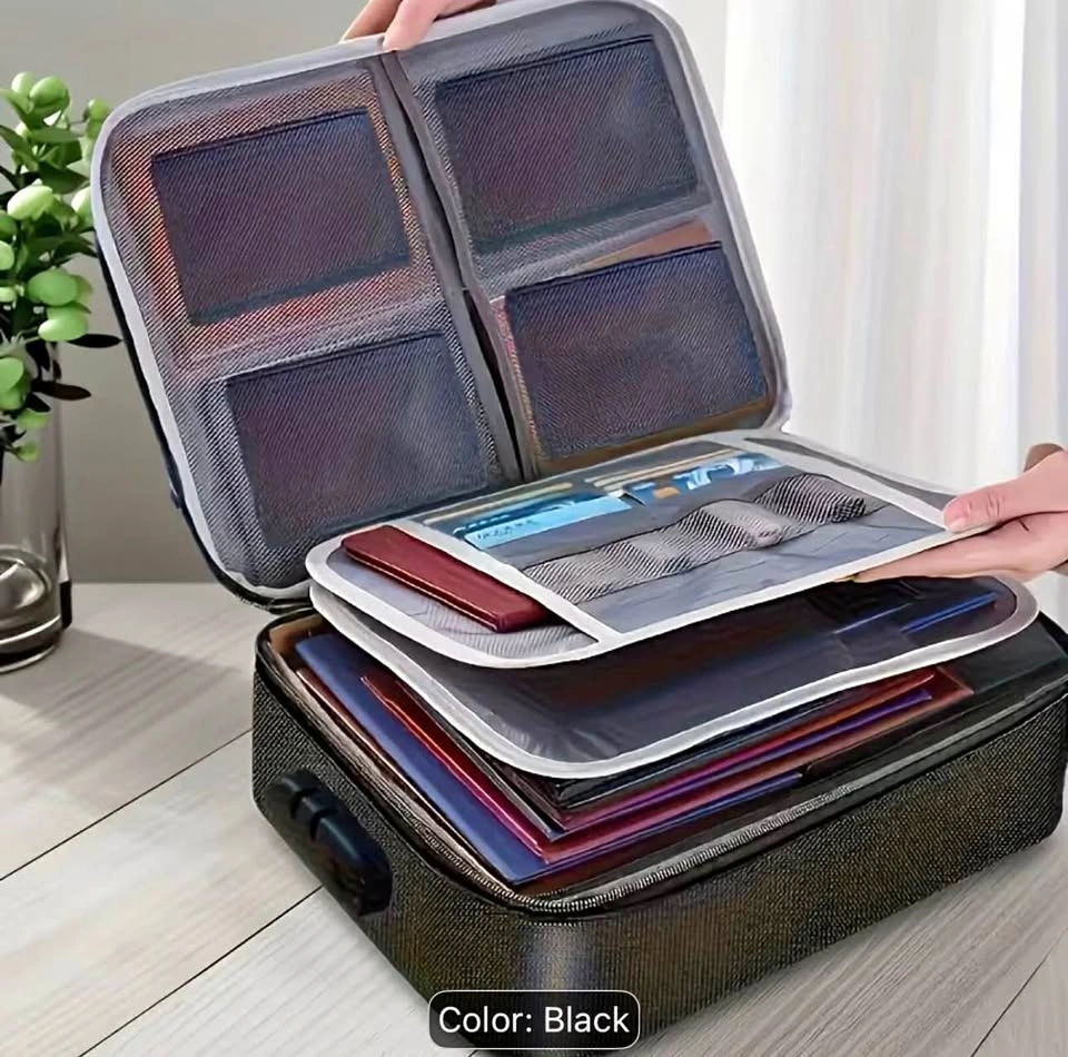 3-Layer Lockable Zipper Document Bag with Dividers