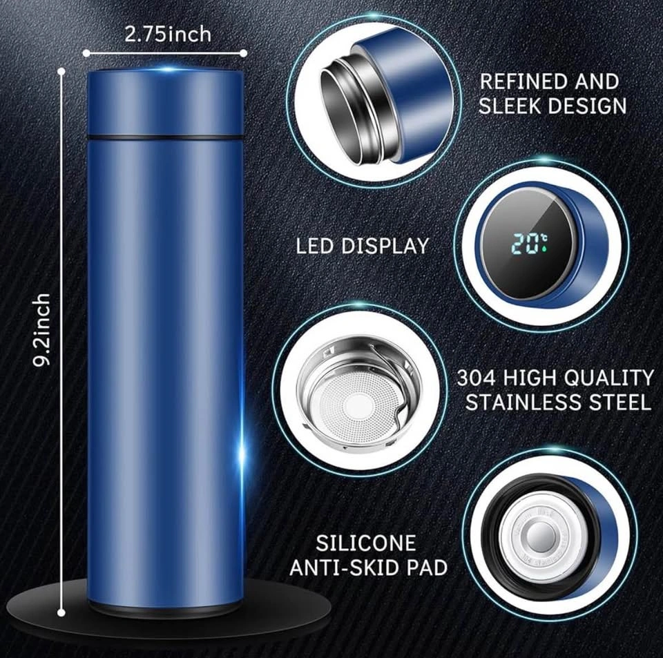 Thermal Water Bottle with LED Temp Display & Tea Filter - photo 2