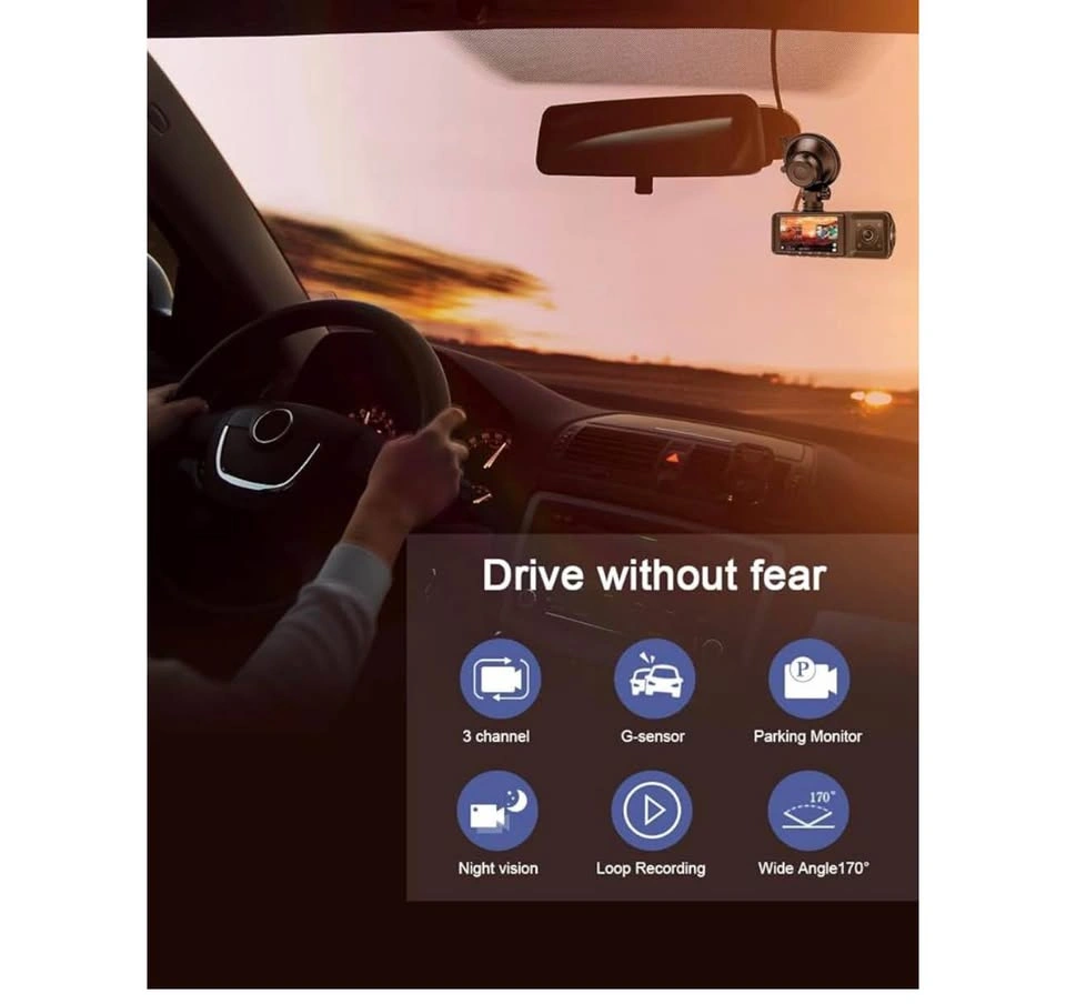 Dash Cam with 3 Channels Front and Rear Inside - photo 2