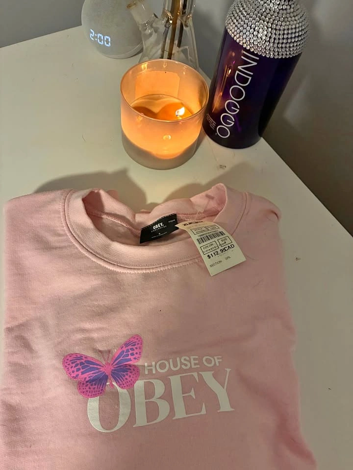 BRAND NEW pink obey pullover