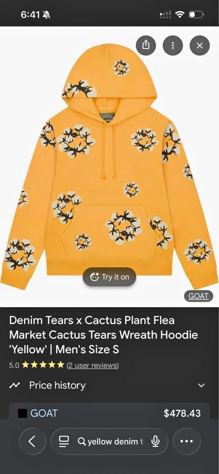Denim Tears x Cactus Plant Flea Market Cactus Tears Wreath Hoodi