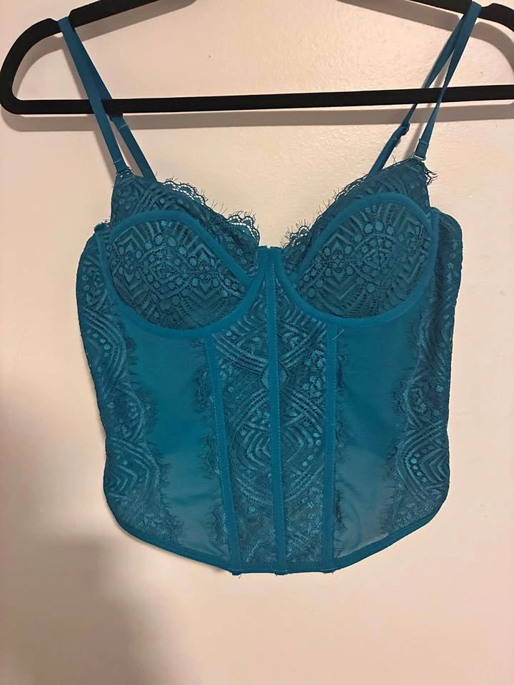 Beautiful teal lace corset top