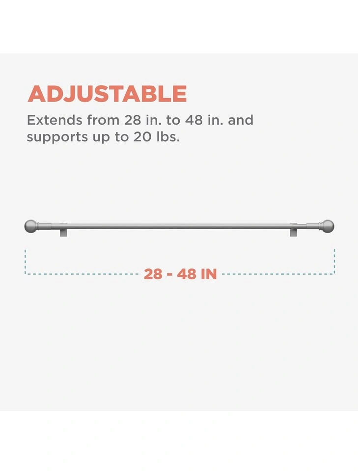 Brand New Zenna Home Adjustable Curtain Tension Rod (28”–48”) - photo 5