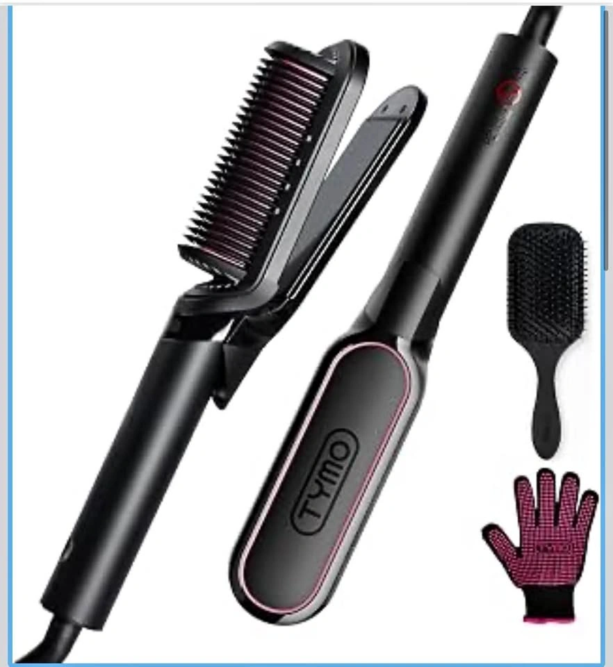 TYMO FLIPRO Hair Straightener Brush & Flat Iron 2-in-1