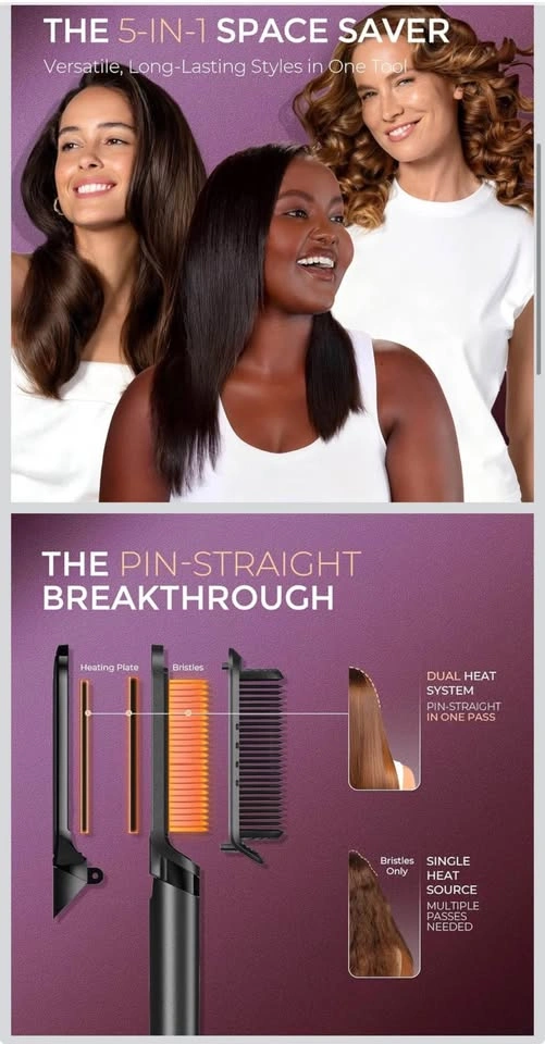 TYMO FLIPRO Hair Straightener Brush & Flat Iron 2-in-1 - photo 2