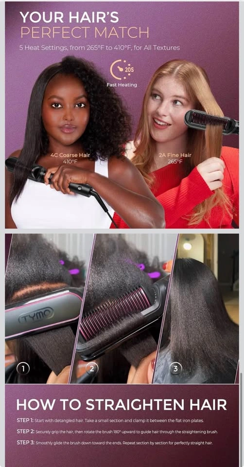 TYMO FLIPRO Hair Straightener Brush & Flat Iron 2-in-1 - photo 5