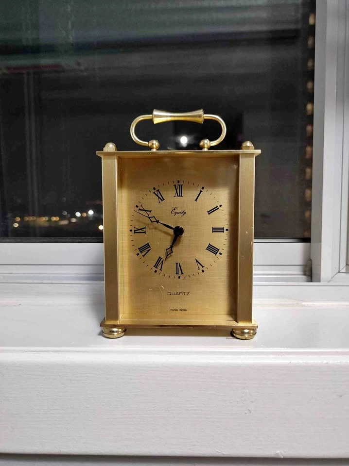Vintage Equity quartz brass table clock