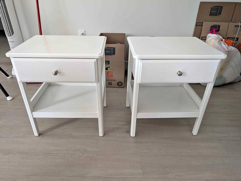 White Ikea nightstands / bedside tables - Set of 2