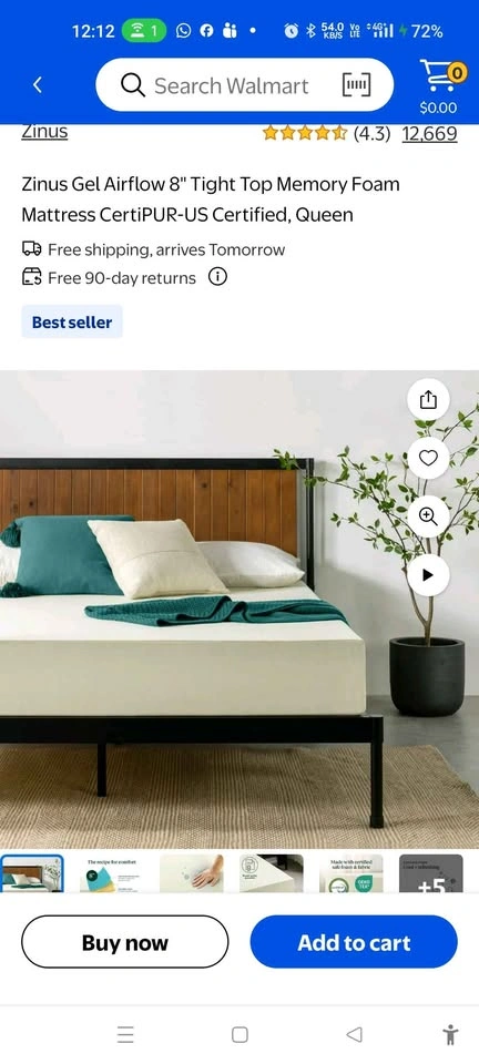 Zinus gel airflow 8" queen size mattress - photo 2