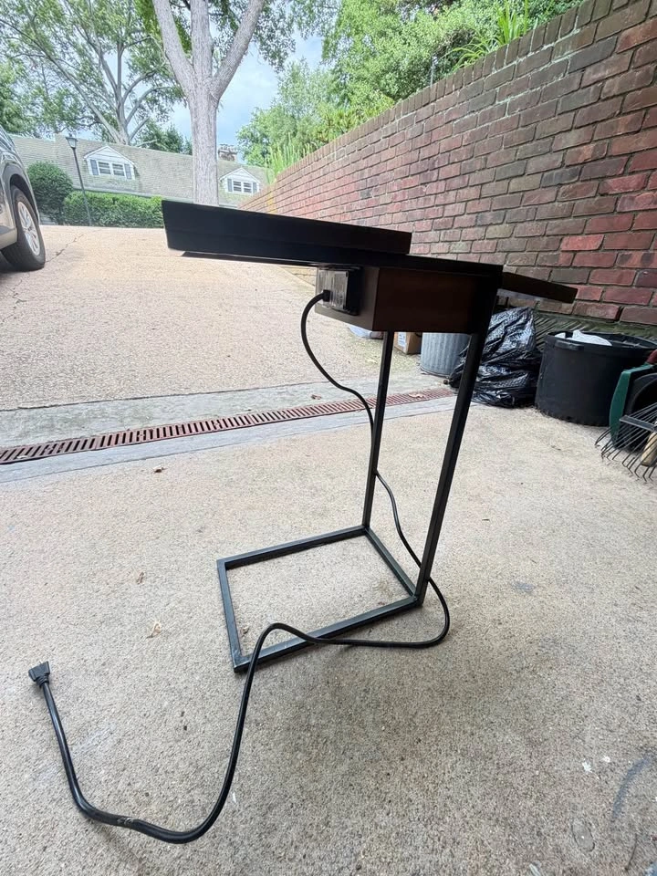 C-Shaped Side Table with Charging Station and Storage - photo 3