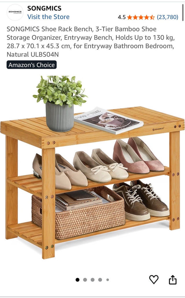 SONGMICS 3-Tier Bamboo Rack Bench