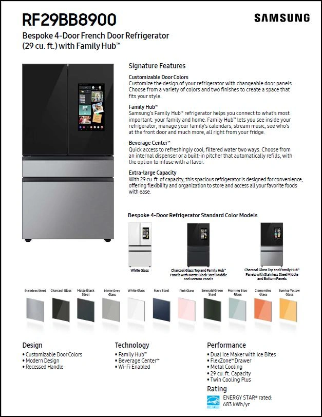 Samsung Bespoke Family Hub 4-Door Fridge - photo 2