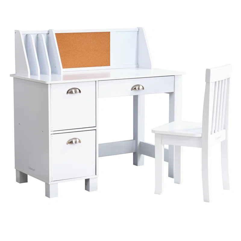 Children's Wooden Study Desk with Hutch and Chair - photo 2
