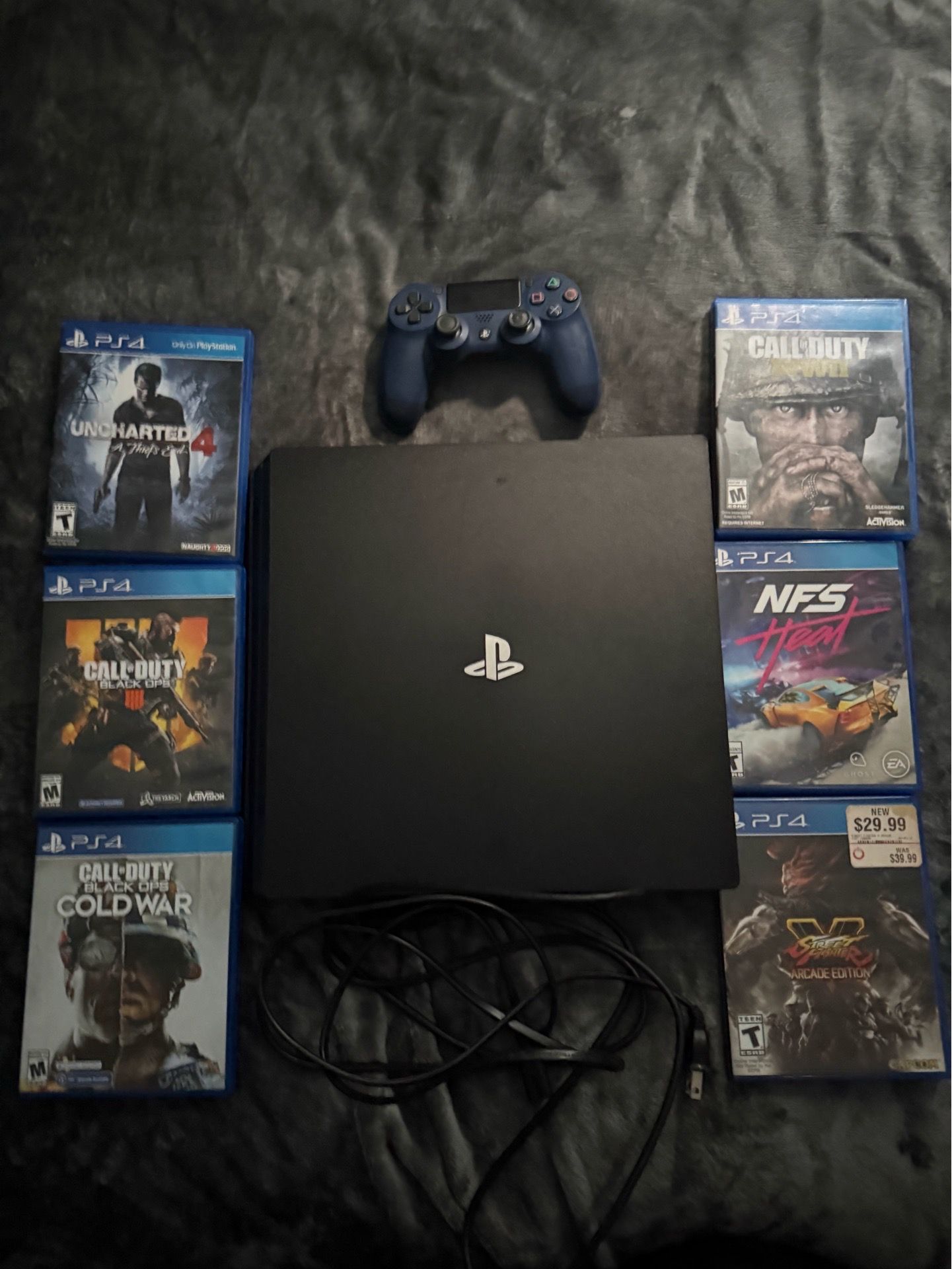 PS4 Pro Bundle - Black Console, Controller + 6 Games