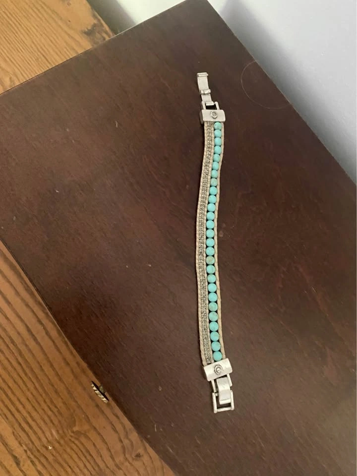 Turquoise Bead and Rhinestone Wrap Bracelet - photo 2